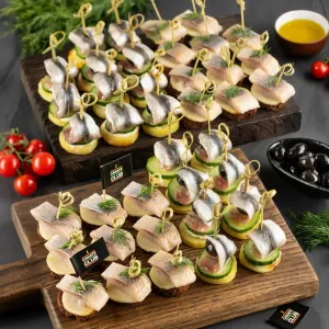 Канапе с килькой и сельдью